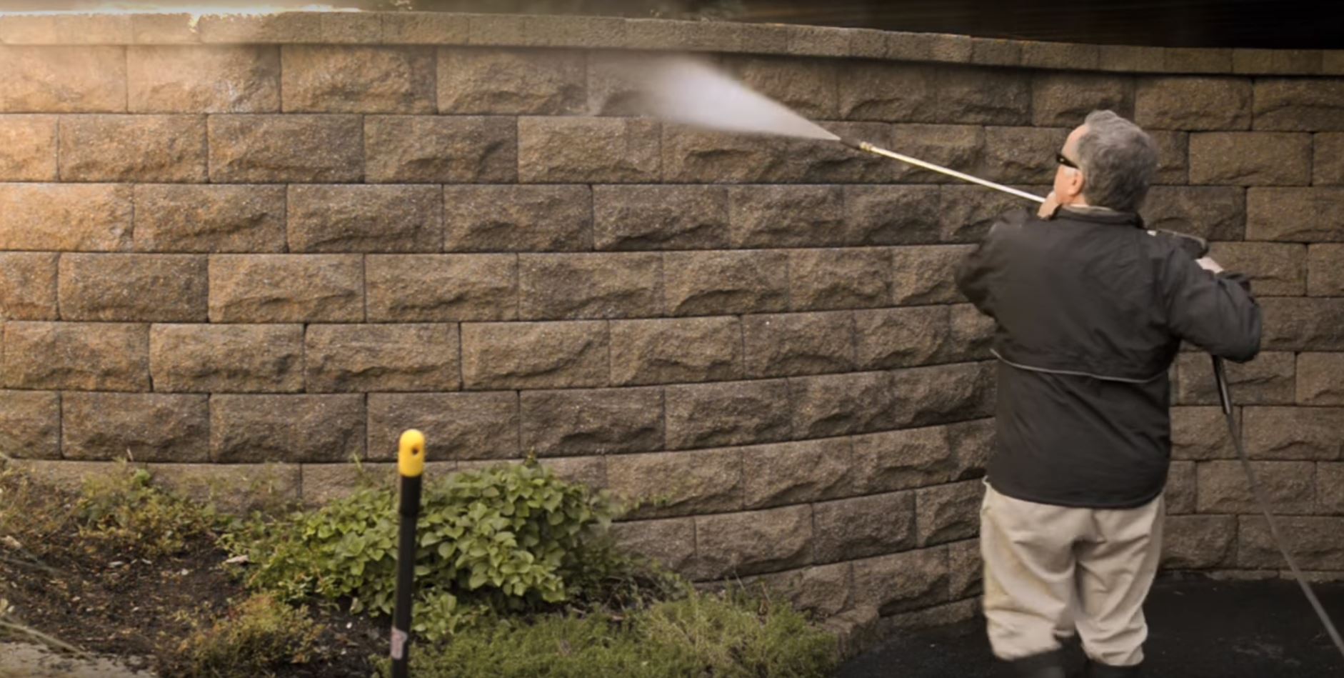 Cleaning and Sealing a Segmental Retaining Wall